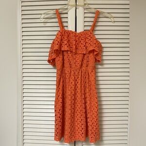 Mia Chica Girl’s Orange Off the Shoulder Dress - Size Medium - VGUC